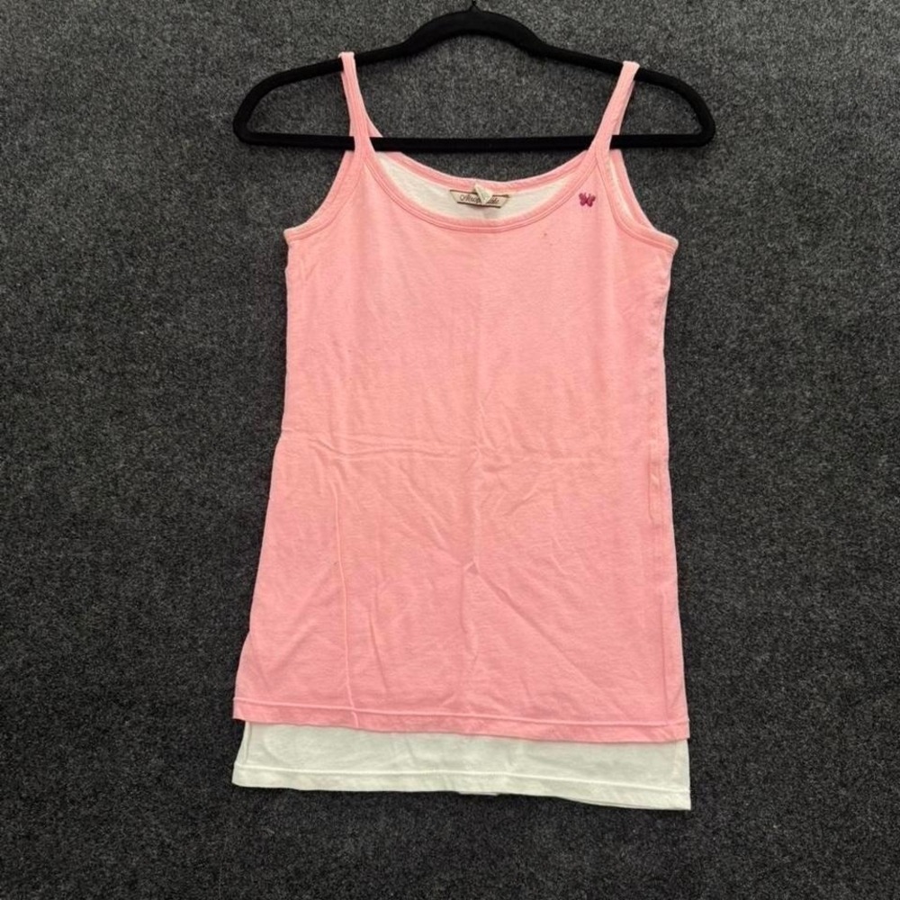 Aeropostale Pink Layered Cami Tank Top Womens Small Y2K Butterfly